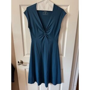 Patagonia Bandha Twist Front V-Neck Dress Teal Womens Size Medium 58729 SP12